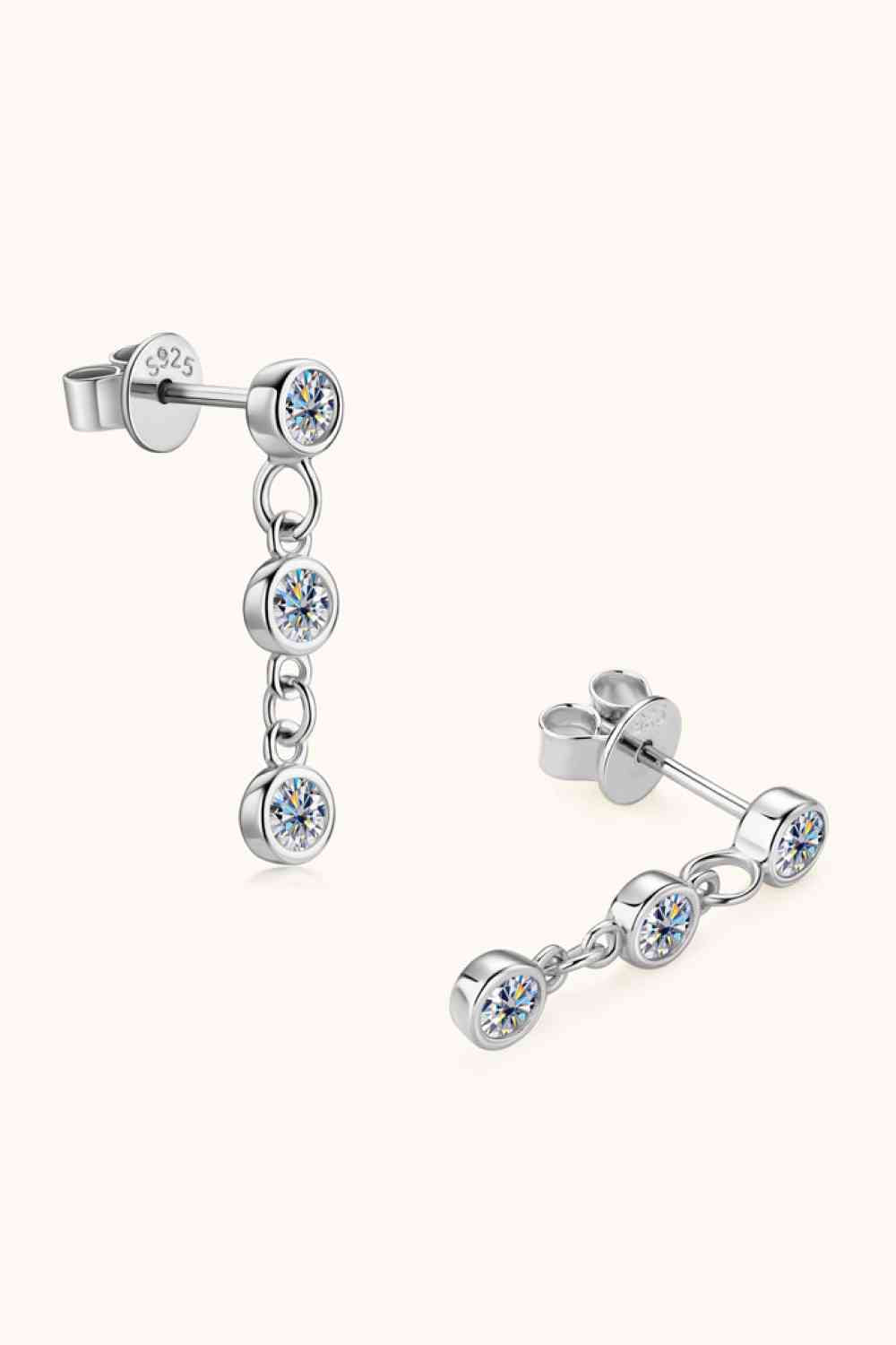 Boucles d'oreilles pendantes en argent sterling 925 Moissanite