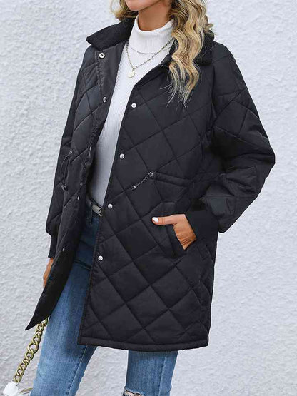 Manteau d'hiver long à taille avec cordon de serrage