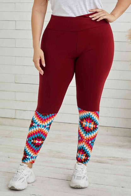 Legging Taille Haute Imprimé Géométrique de Grande Taille