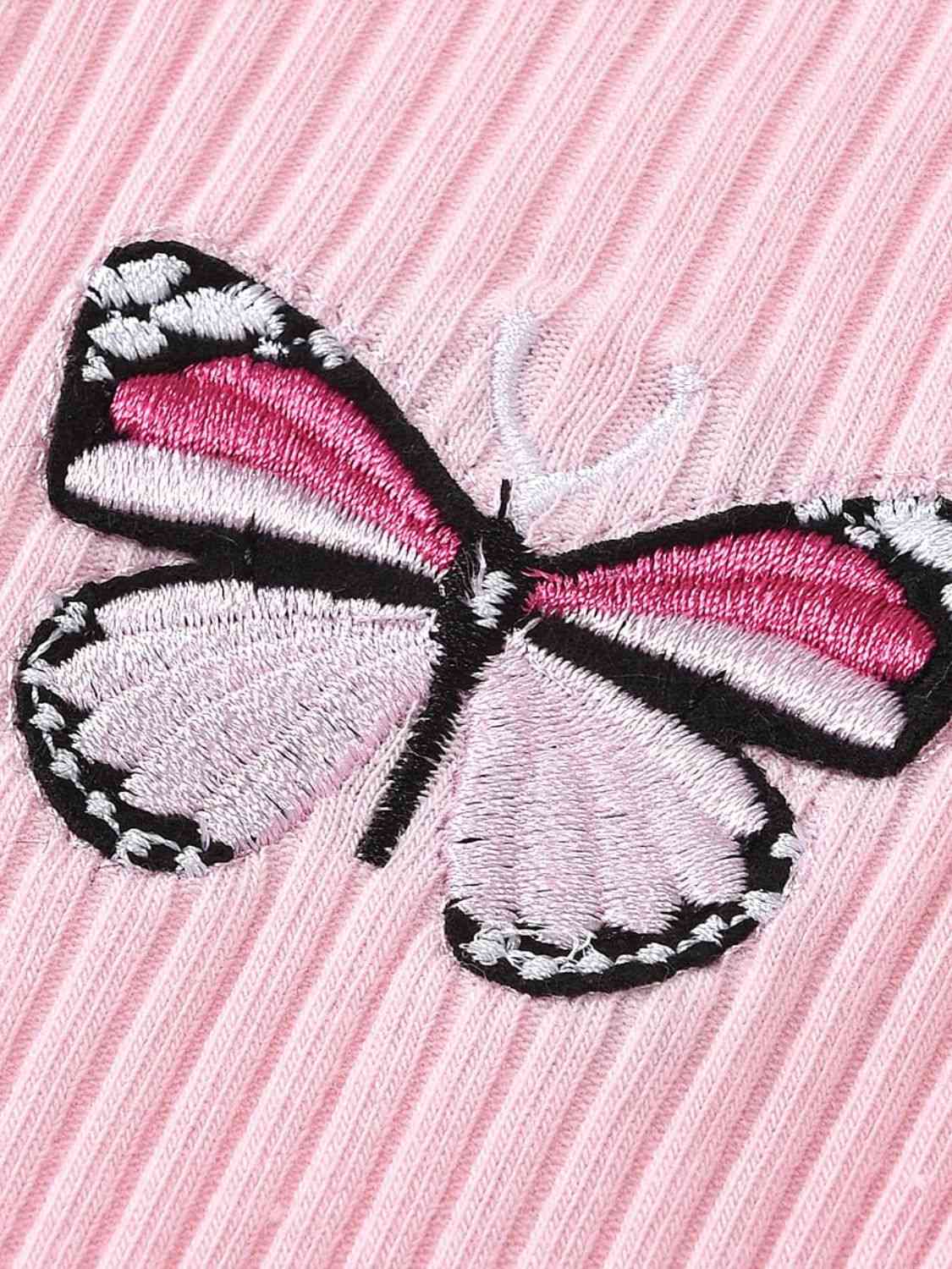 Body à volants avec motif papillon brodé pour bébé fille