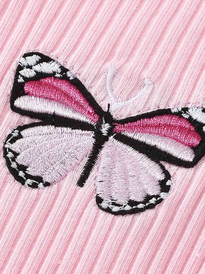 Body à volants avec motif papillon brodé pour bébé fille