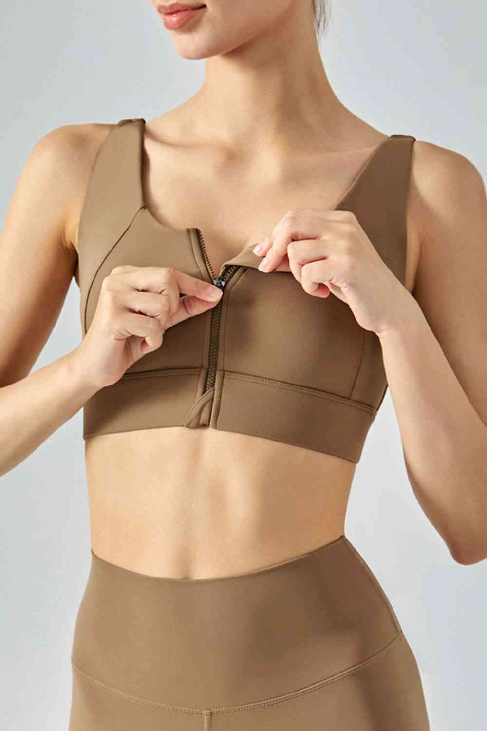 Soutien-gorge de sport respirant à fermeture éclair