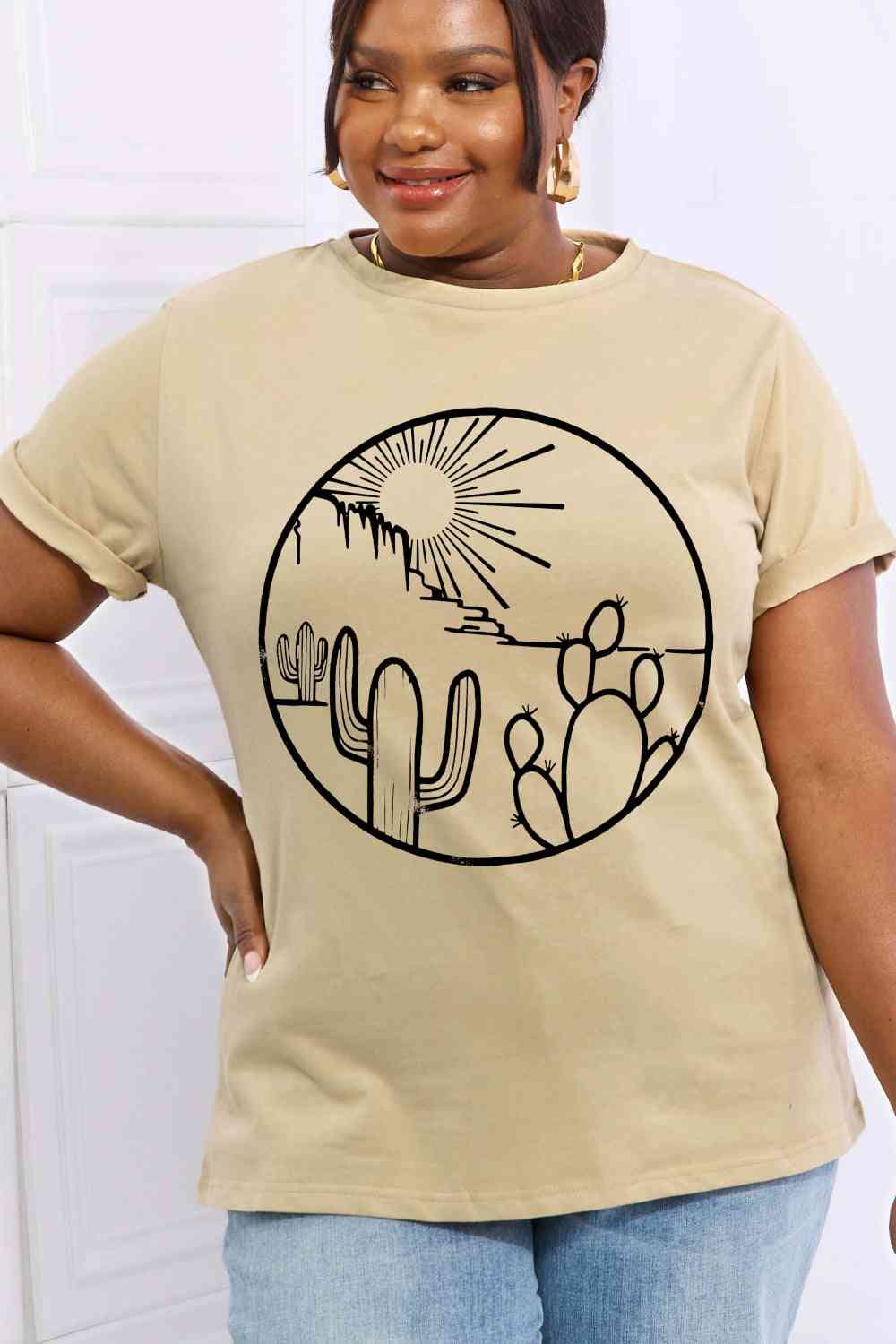 Camiseta de algodón con estampado del desierto de tamaño completo de Simply Love