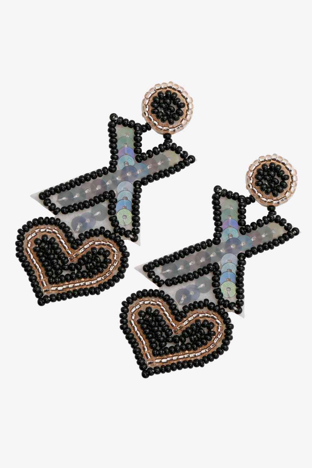 Boucles d'oreilles pendantes aléatoires en forme de cœur et de perles en forme de X, 2 paires