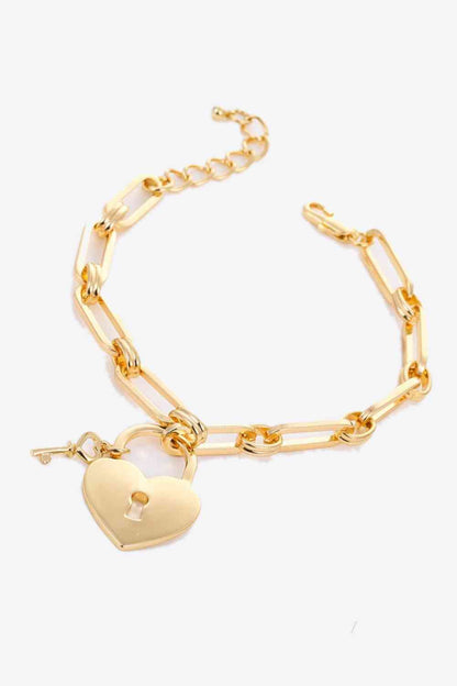 Pulsera de cadena con dije de candado de corazón