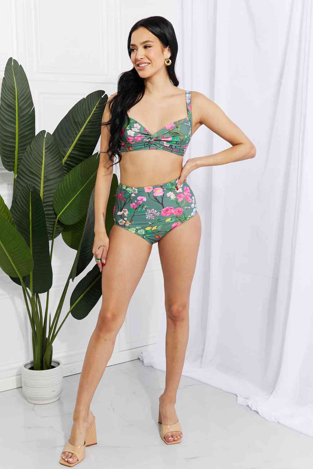 Marina West Swim Take A Dip - Bikini taille haute torsadé en sauge