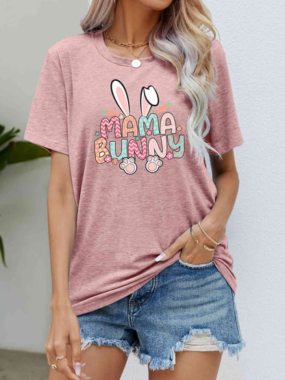 MAMA BUNNY Camiseta de manga corta con gráfico de Pascua