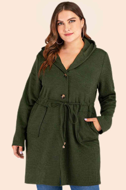 Cardigan à capuche avec cordon de serrage et poches de grande taille