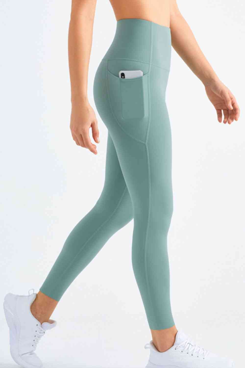 Leggings de yoga con bolsillo y pretina elástica altamente elásticos