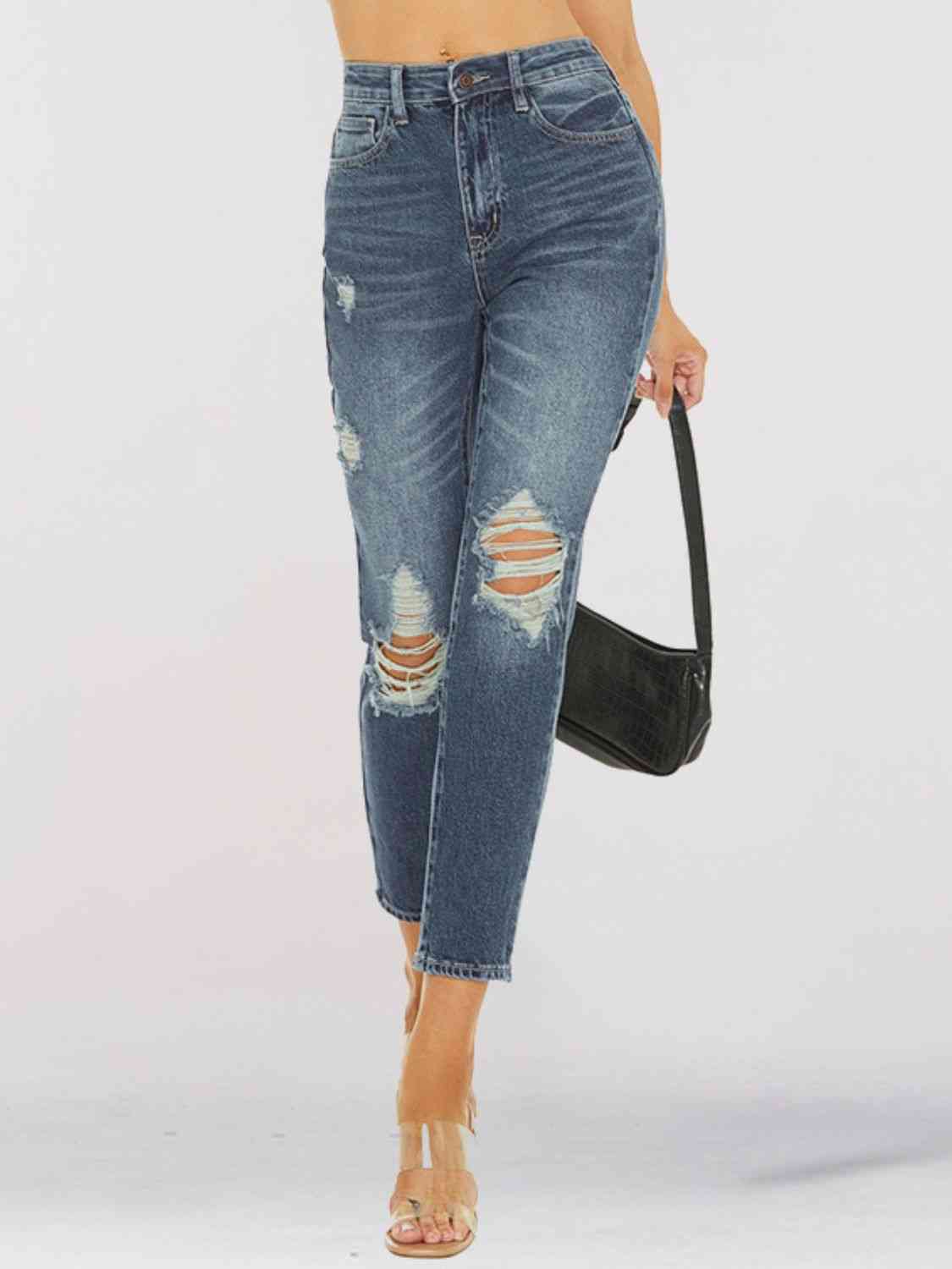 Jean skinny court effet vieilli