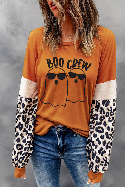 BOO CREW - T-shirt à col rond avec image fantôme