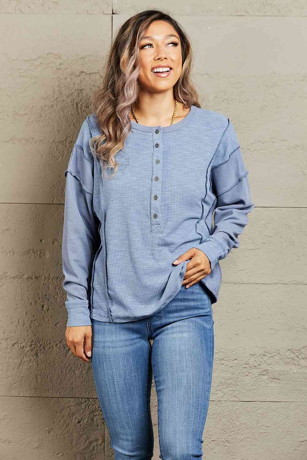 HEYSON Entiéndeme Top Henley extragrande de tamaño completo