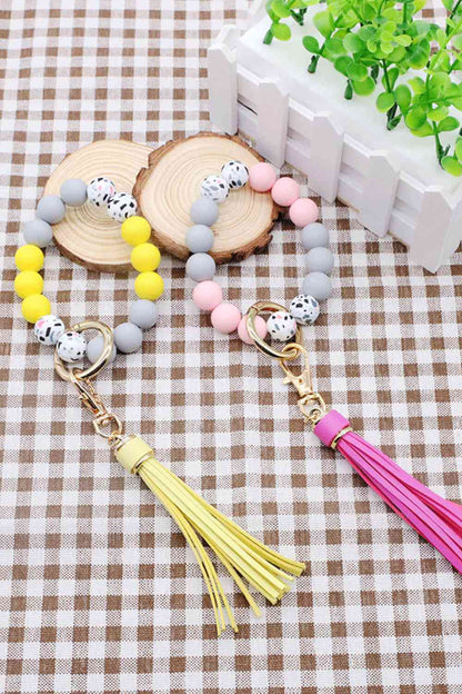 Assorted 2-Pack Multicolored Beaded Tassel Keychain