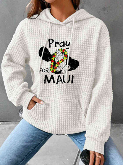 Sudadera con capucha y cordón gráfico PRAY FOR MAUI de tamaño completo