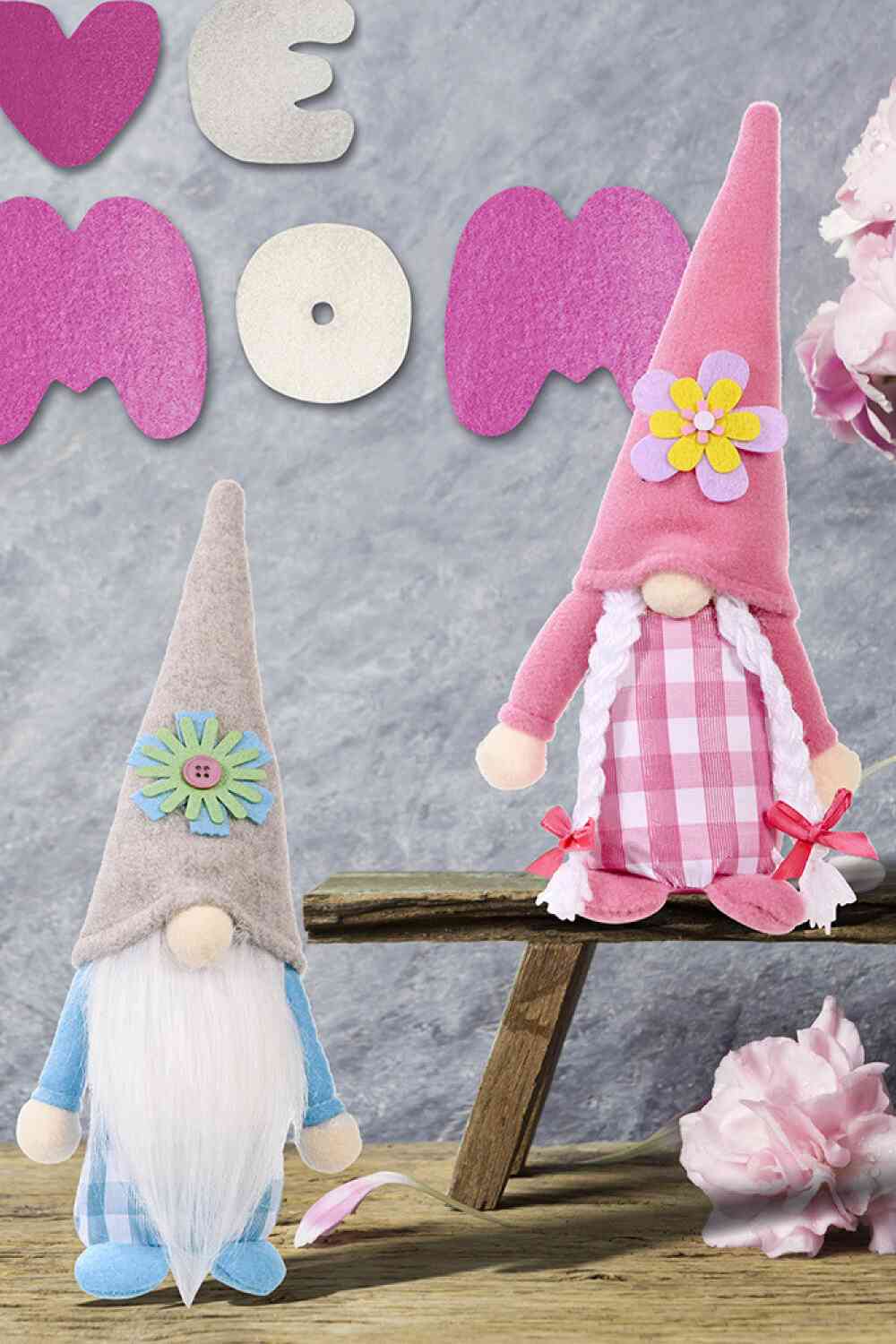 Paquet de 2 gnomes sans visage à chapeau pointu pour la fête des mères