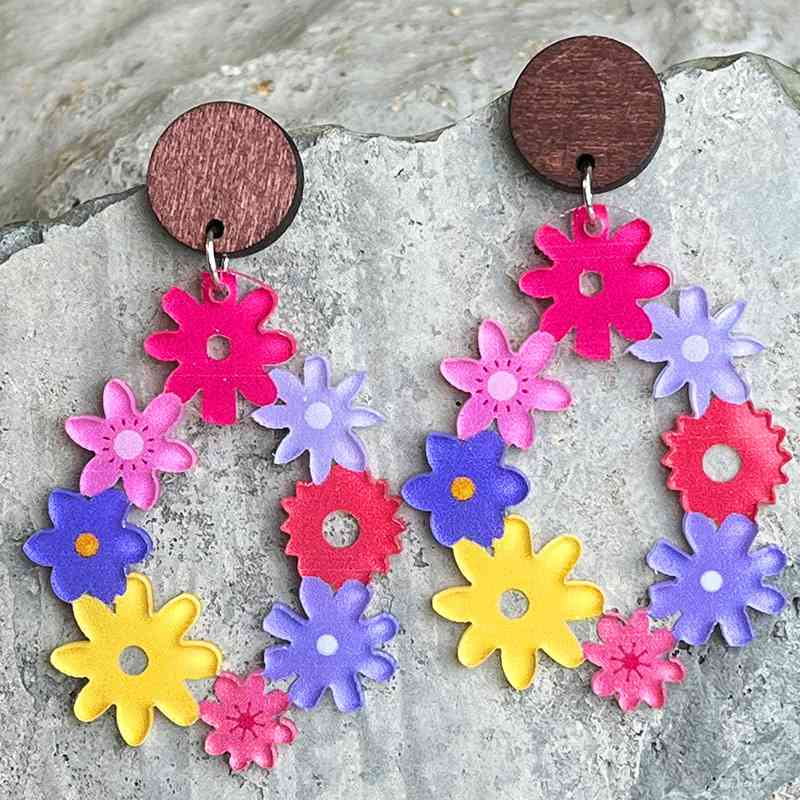 Boucles d'oreilles florales en forme de larme