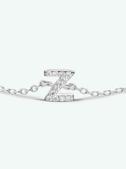 Bracelet en argent sterling 925 avec zircons V à Z