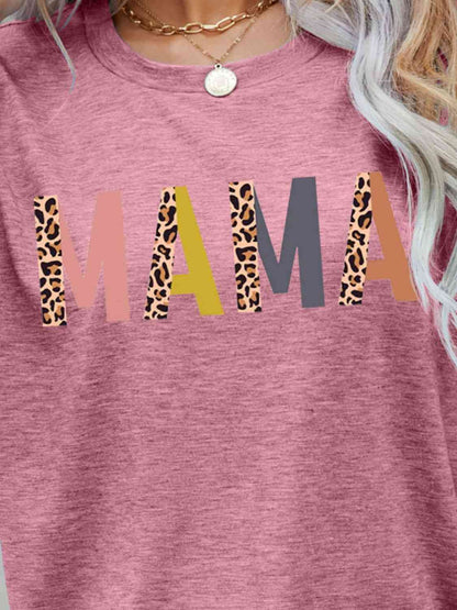 MAMA Camiseta de manga corta con estampado de leopardo