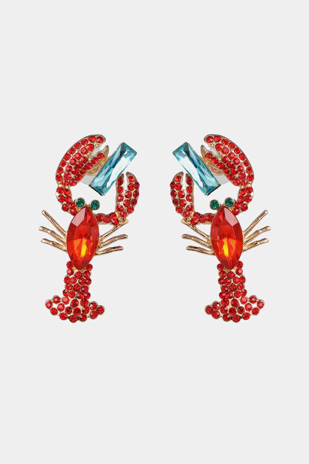 Boucles d'oreilles pendantes en pierre de verre en forme de homard