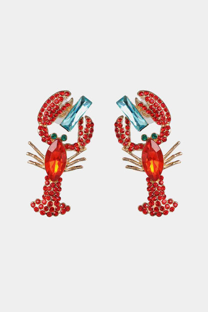 Boucles d'oreilles pendantes en pierre de verre en forme de homard