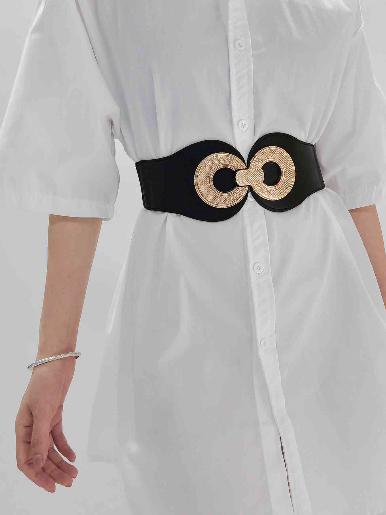 Ceinture élastique en PU avec boucle en alliage