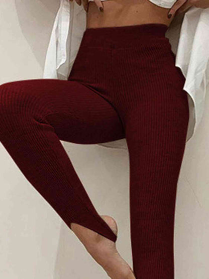 Legging côtelé taille moyenne