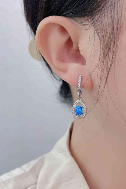 Boucles d'oreilles pendantes en forme de poire opale