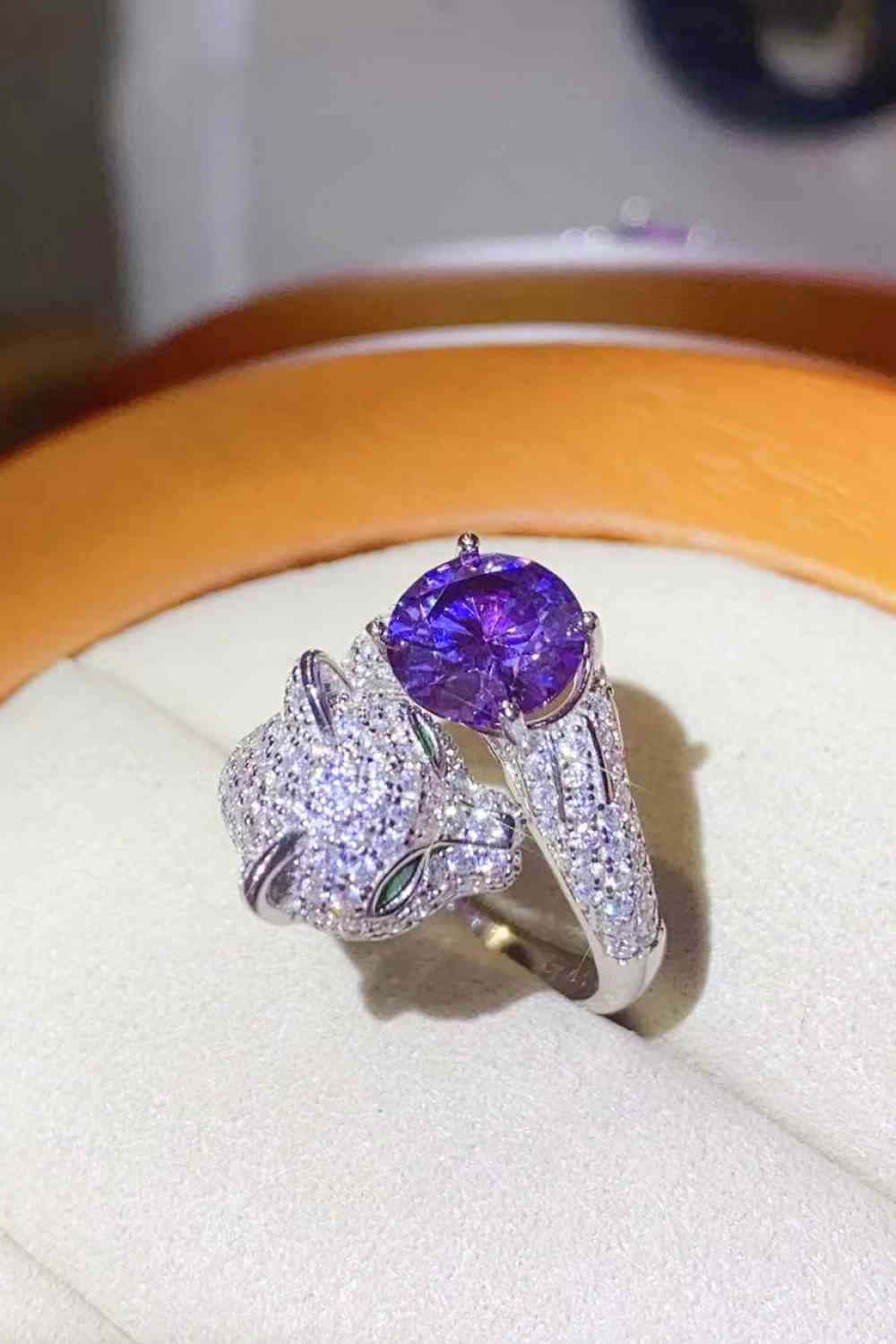 Anillo de derivación animal ajustable de moissanita de 2 quilates