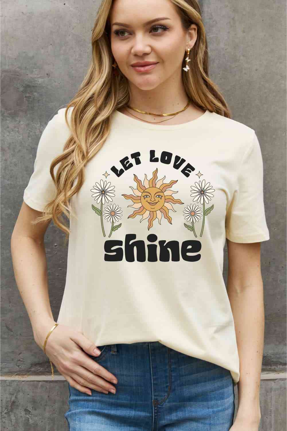 Simply Love T-shirt en coton graphique LET LOVE SHINE pleine taille