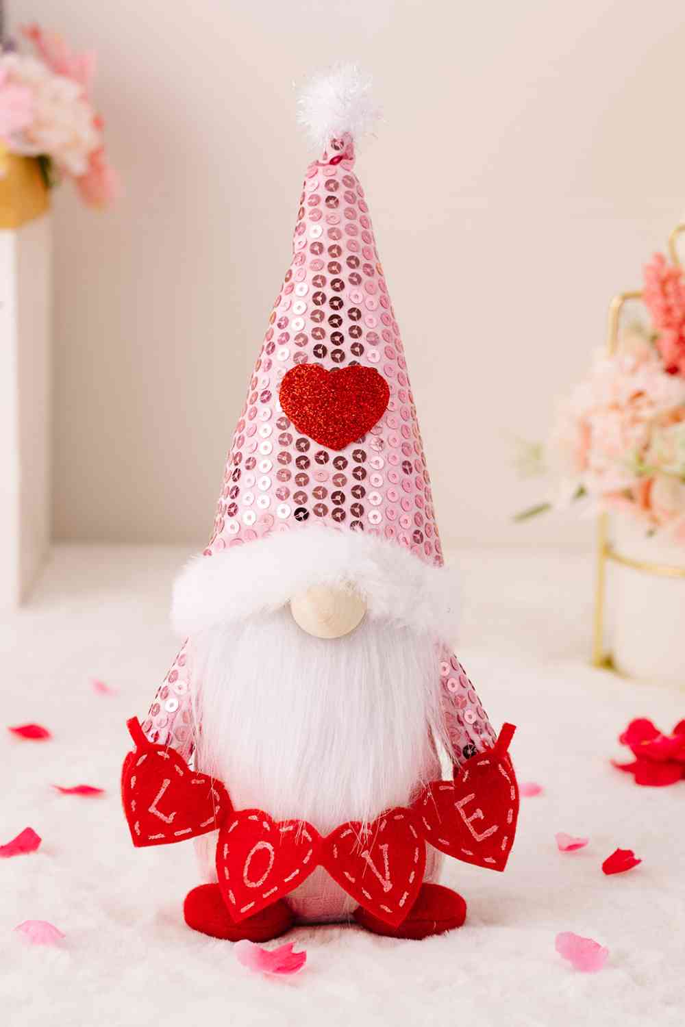 Mother's Day Sequined Heart Pointed Hat Faceless Gnome