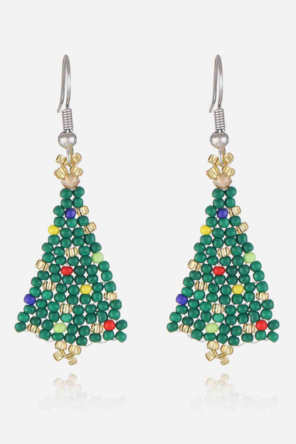 Boucles d'oreilles en forme d'arbre de Noël en perles