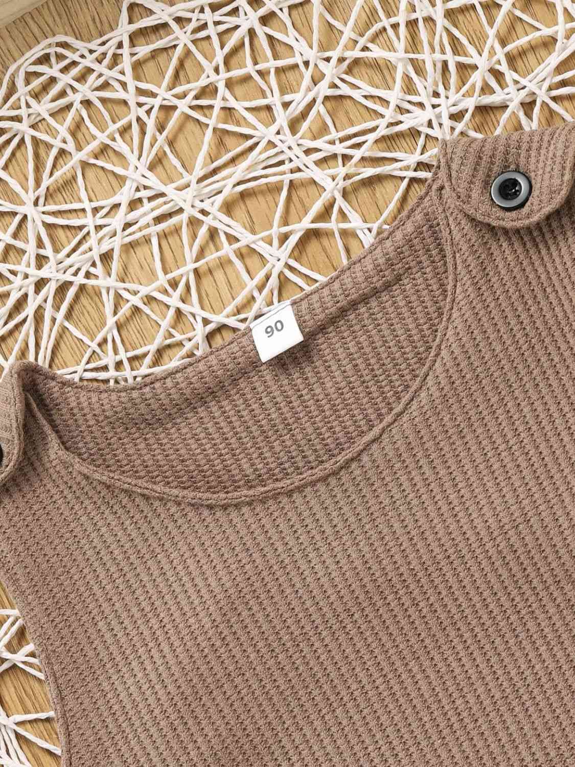 Combinaison sans manches en tricot gaufré contrasté à rayures pour enfants