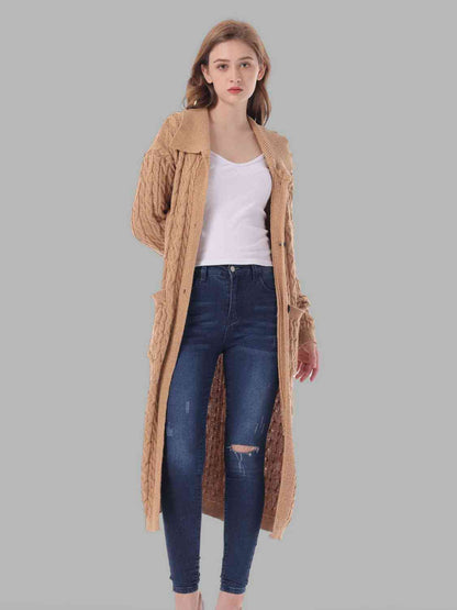 Cardigan à col en tricot torsadé avec poches