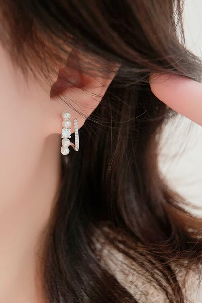 Boucles d'oreilles en argent sterling 925 avec perles synthétiques