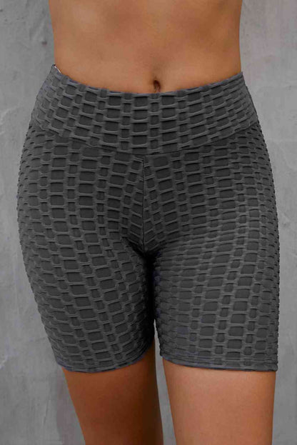 Short motard texturé taille haute