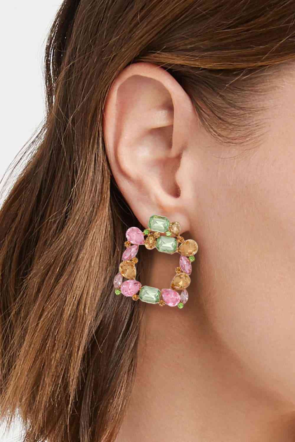 Boucles d'oreilles pendantes en alliage de zinc de forme géométrique