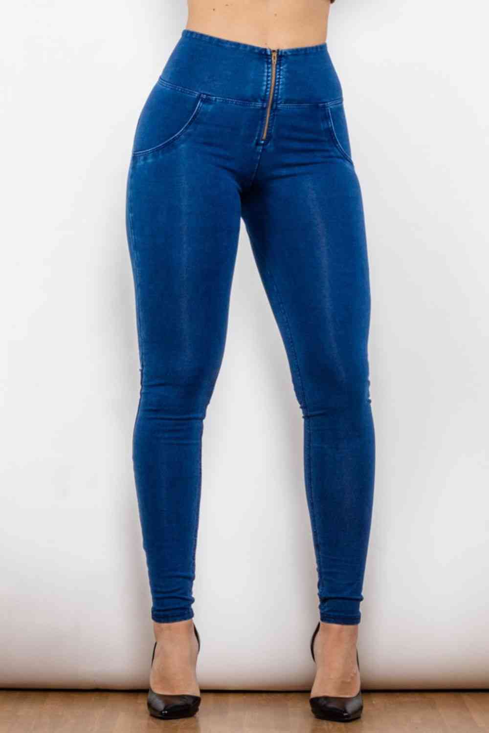 Jean long skinny taille haute zippé Baeful