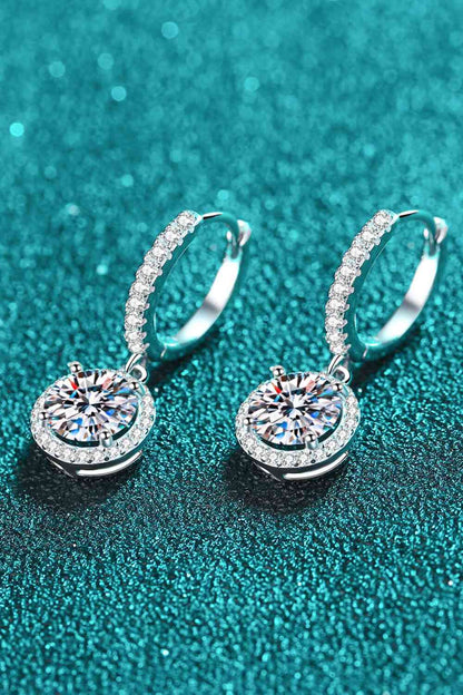 Boucles d'oreilles pendantes rondes en moissanite