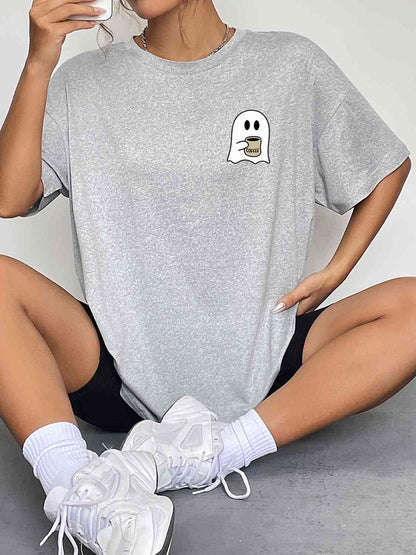 Camiseta con gráfico fantasma de manga corta y cuello redondo