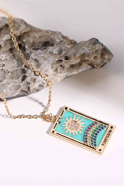 Collier en acier inoxydable avec pendentif carte de tarot