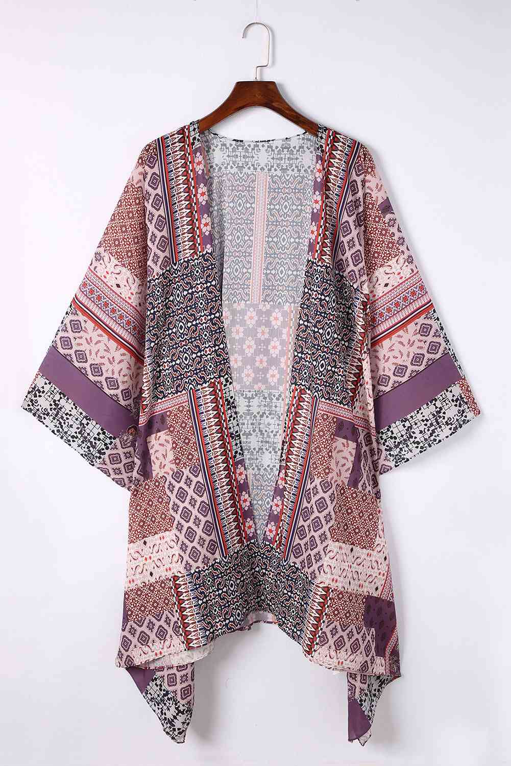 Patchwork Open Front Duster Cardigan