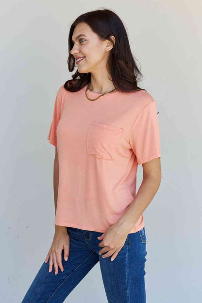 HYFVE Keep It Simple Oversized Pocket Tee in Burnt Coral