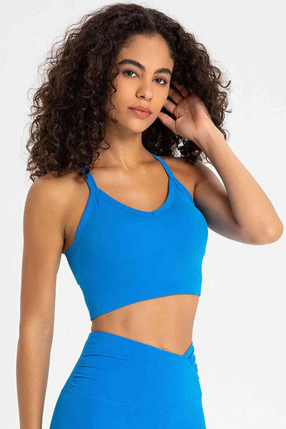 Soutien-gorge de sport à col en V et dos croisé