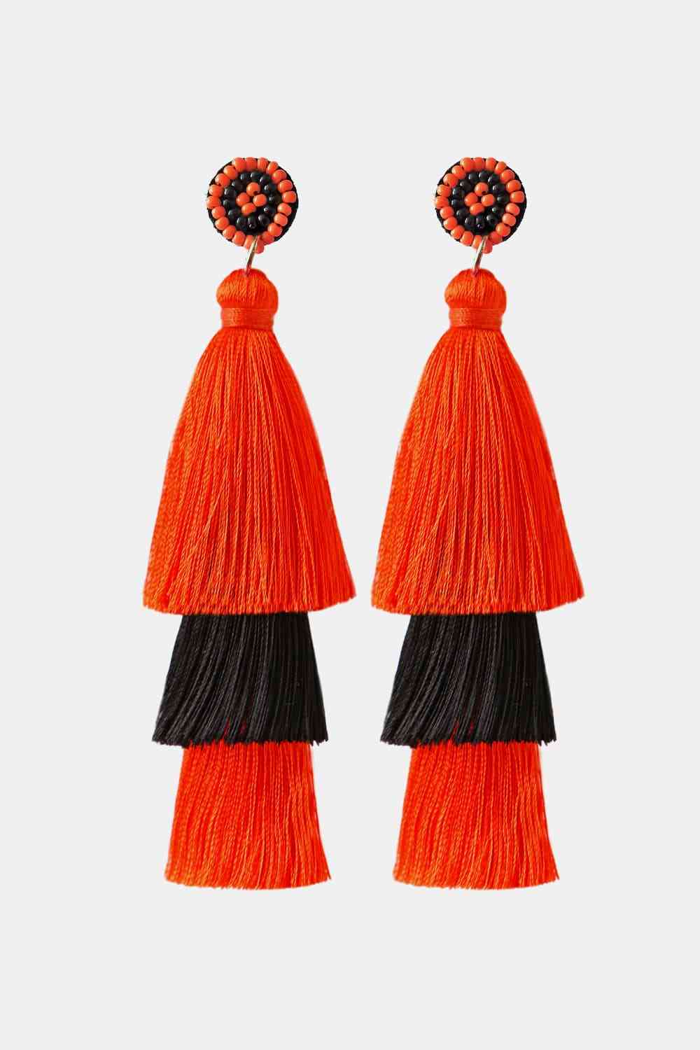 Baeds Detail Triple Layered Tassel Earring