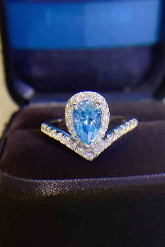 Bague coeur moissanite en forme de poire de 1 carat