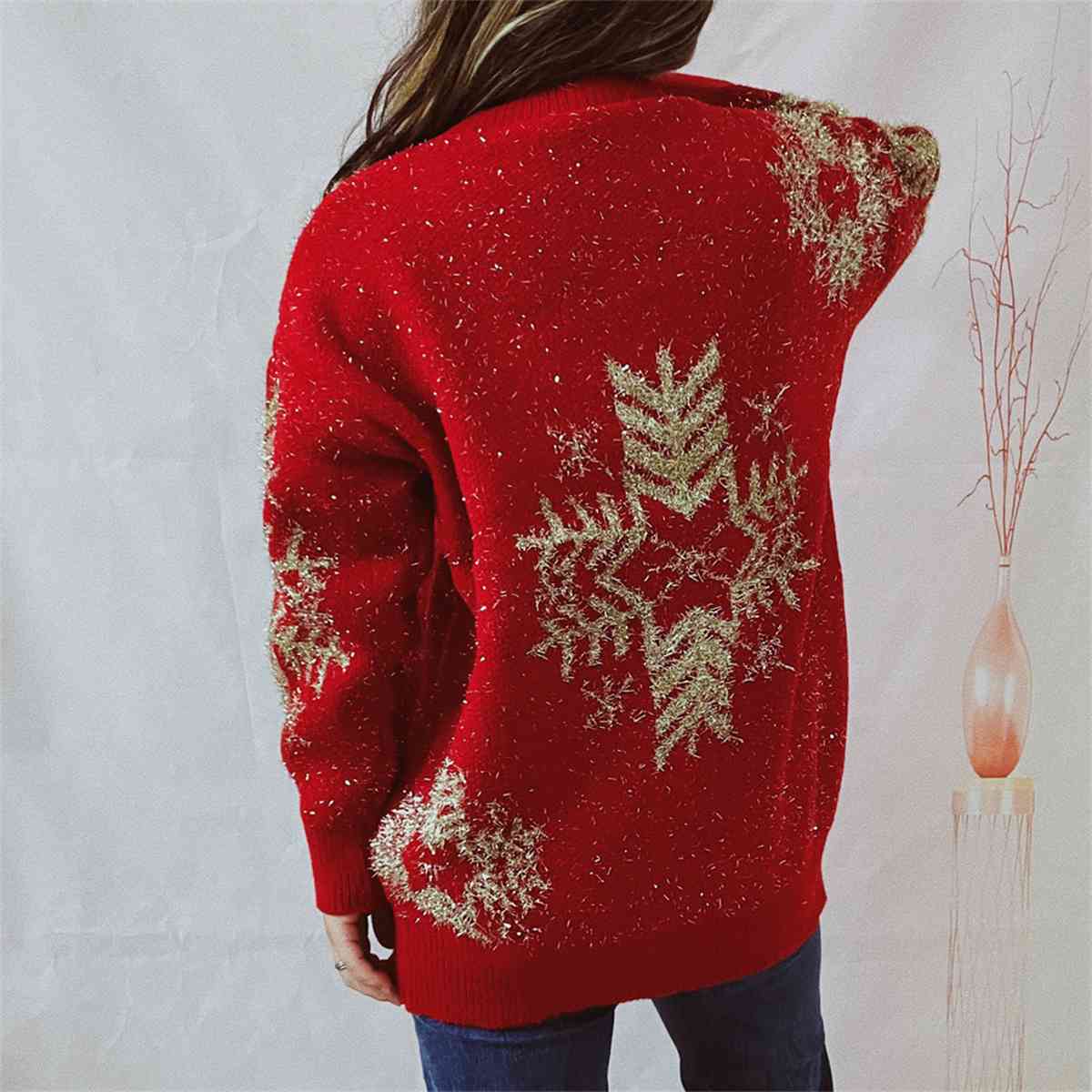Suéter de manga larga con patrón de copo de nieve