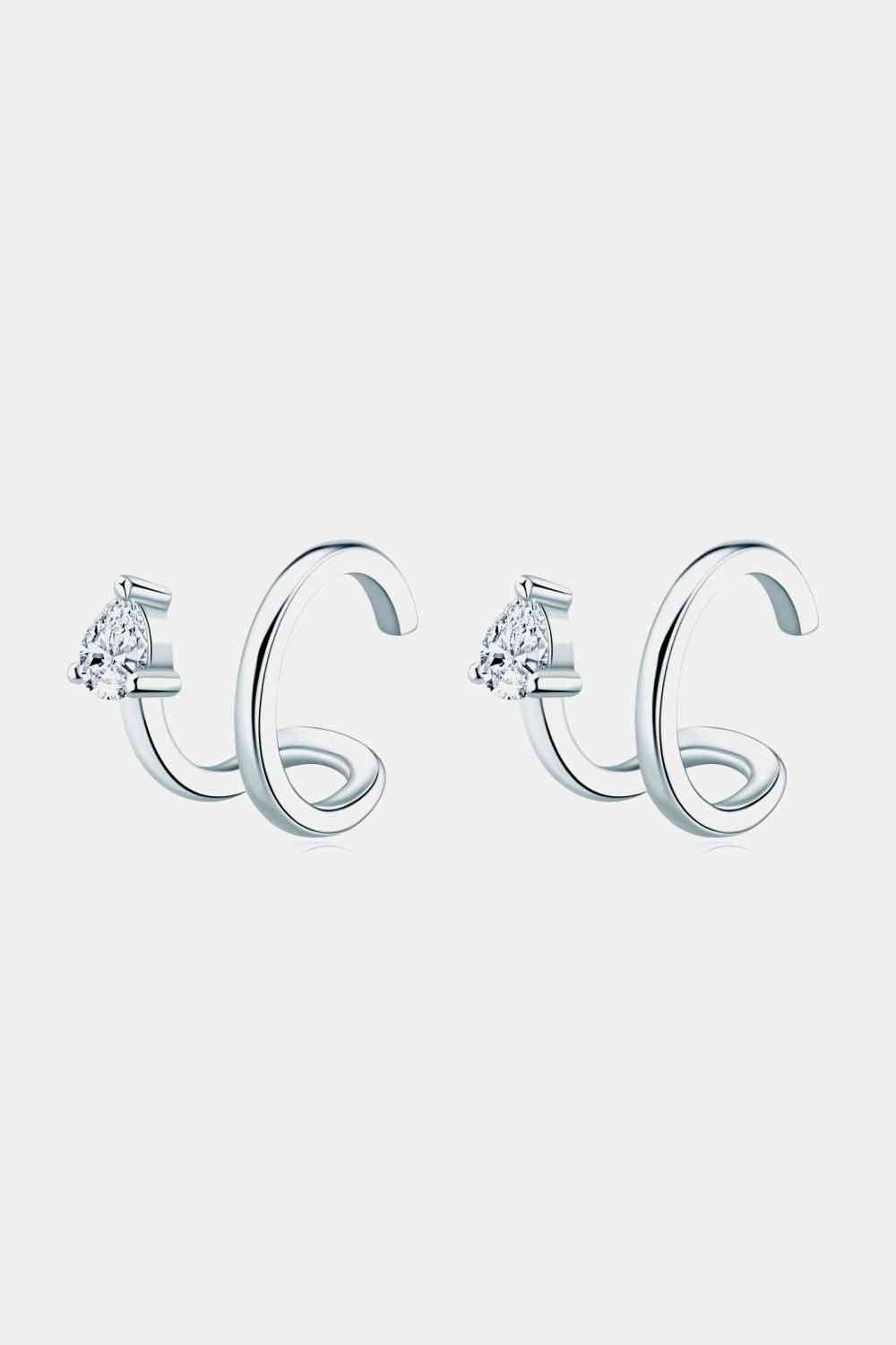 Pendientes tipo brazalete de plata de ley 925 con moissanita