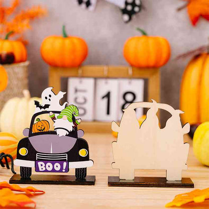 Adornos en forma de coche con elementos de Halloween de 3 piezas