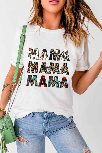 Camiseta con cuello redondo y puños gráficos de MAMA