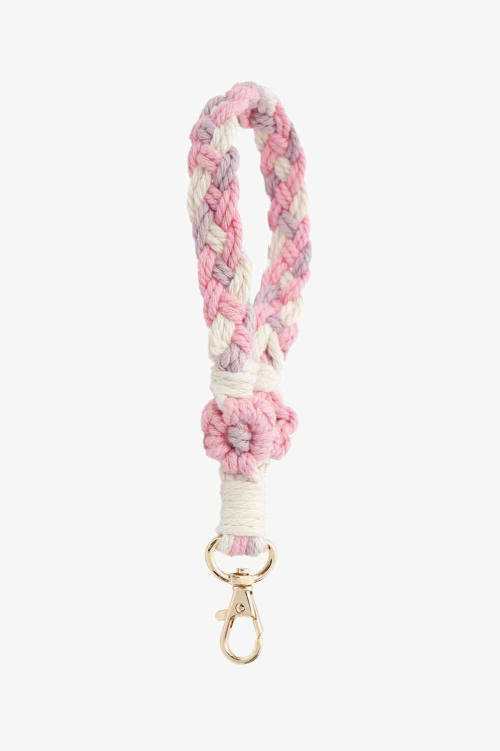 Llavero de pulsera trenzado floral